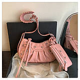 Жіноча сумка 6626 багет крос-боді рожева, фото 2