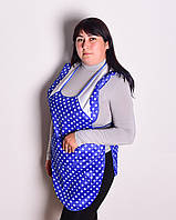 Фартук женский "Большой карман" р.52-56 нейлоновый синий с белым горошком
