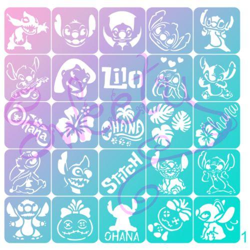 Трафарети Ліло та Стіч клейові 25 шт. для Блиск і Біоту 5х5 см, фото 1
