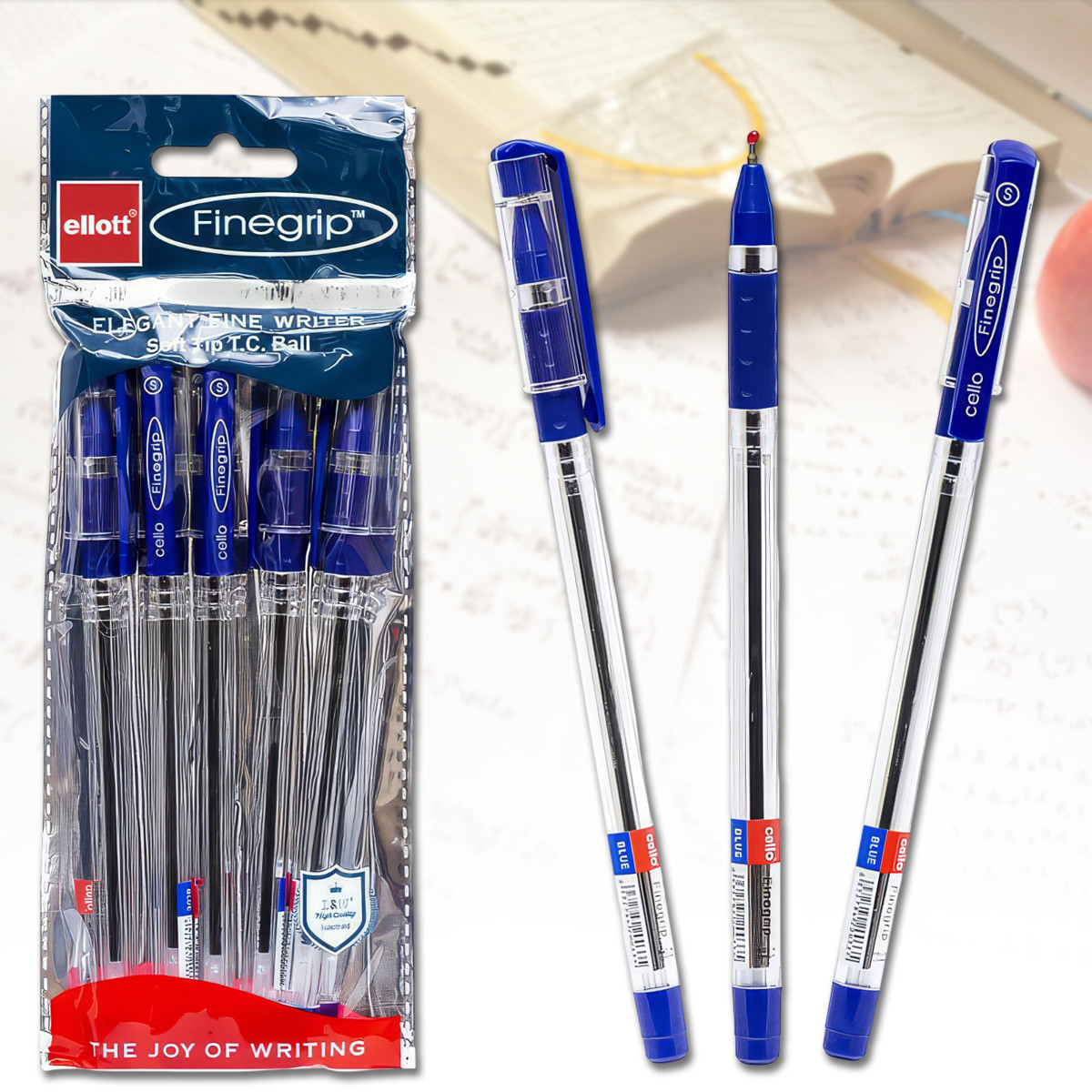 Кулькова масляна ручка 0.5 мм з синьою пастою Cello FINEGRIP Упаковка 5 шт., фото 1