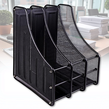 Вертикальний лоток для паперів на 3 відділення "метал" Чорний 307С-B 1 шт