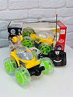 Іграшкова машина перевертиш на пульті управління з Підсвіткою та Музикою Машинка перекрут на радіокеруванні для хлопчика Жовтий