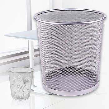 Металевий сітчастий кошик 26×22×28 см для паперів в офіс та домна 12 літрів 5002 Сріблястий 1 шт