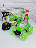 Іграшкова машина перевертиш на пульті управління з Підсвіткою та Музикою Машинка перекрут на радіокеруванні для хлопчика Зелений