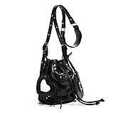 Жіноча сумка-мішок 10612 крос-боді з дзеркалом чорна, фото 2