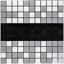 Самоклеюча алюмінієва плитка срібна із чорним мозаїка 300х300х3мм SW-00001825 (D)