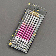 Свічки для торта "Класичні" 12 см ( 6 шт.) БЕЛО-РОЗОВЫЙ перелив