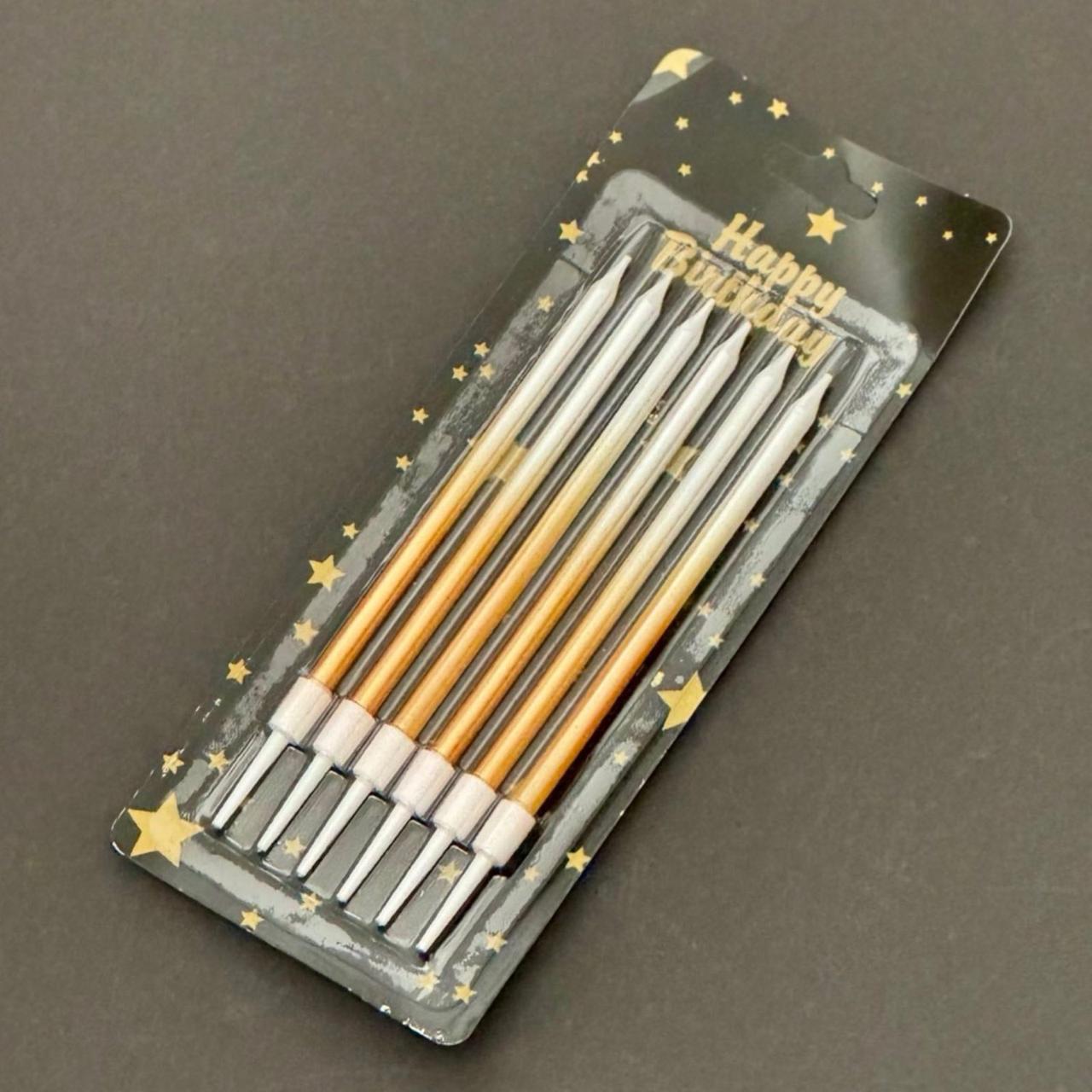 Свічки для торта "Класичні" 12 см ( 6 шт.)  карамельно-белый  перелив