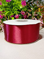 Атласна стрічка/4 см/рулон 27 метрів/вишневий