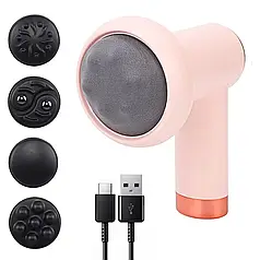 Антицелюлітний масажер 4в1 з насадками, Deep Rolling Massager, Рожевий