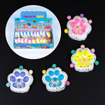 Іграшка антистрес Лапка з бантиком, 6 см 24 шт упаковка