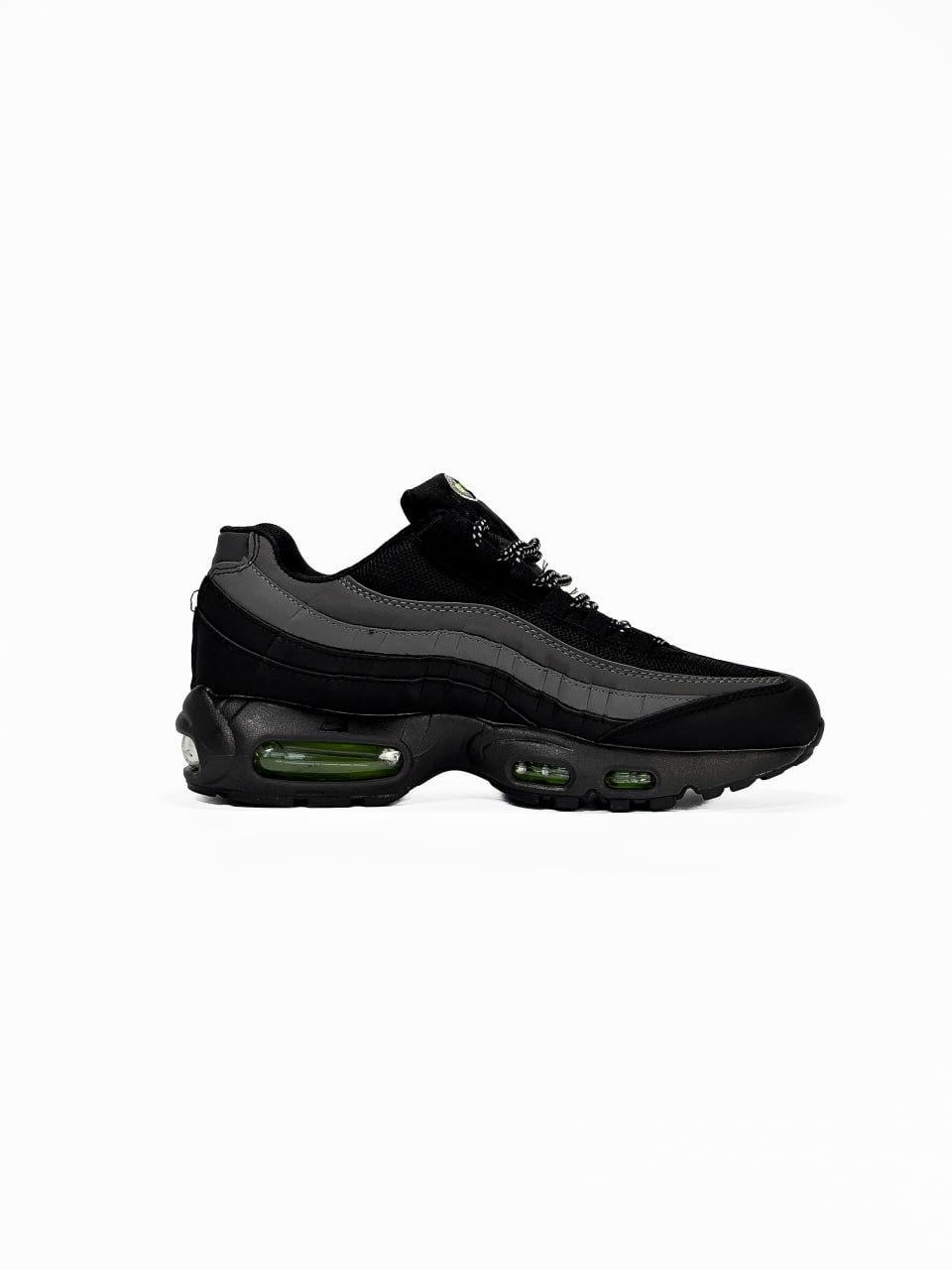 Чорні шкіряні чоловічі кросівки Nike Air Max 95 Essential Демісезонні Найк Аір Макс 95, фото 1