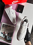 Білі жіночі шкіряні кросівки Nike Air Force 1 07’ LV8 Utility All White Демісезонні кросівки Найк Аір Форс 1, фото 8