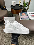 Білі жіночі шкіряні кросівки Nike Air Force 1 07’ LV8 Utility All White Демісезонні кросівки Найк Аір Форс 1, фото 10