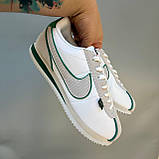 Білі шкіряні жіночі кросівки кроссовки Nike Cortez White Демісезонні кеди Найк Кортез, фото 4