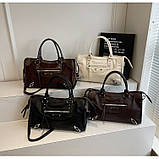 Жіноча сумка 7363 з двома ручками крос-боді чорна, фото 9