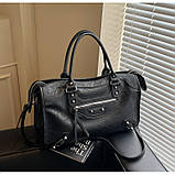 Жіноча сумка 7363 з двома ручками крос-боді чорна, фото 2
