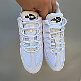 Білі шкіряні чоловічі кросівки Nike Air Max 95 Triple White Демісезонні кросівки Найк Аір Макс 95, фото 6