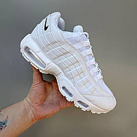 Білі шкіряні чоловічі кросівки Nike Air Max 95 Triple White Демісезонні кросівки Найк Аір Макс 95