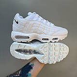 Білі шкіряні чоловічі кросівки Nike Air Max 95 Triple White Демісезонні кросівки Найк Аір Макс 95, фото 3