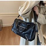 Жіноча сумка 7363 з двома ручками крос-боді чорна, фото 6