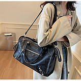 Жіноча сумка 7363 з двома ручками крос-боді чорна, фото 7