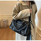 Жіноча сумка 7363 з двома ручками крос-боді чорна, фото 8
