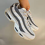 Білі шкіряніі чоловічі кросівки  Nike Air Max 95 Демісезонні Найк Аїр Макс 95, фото 6