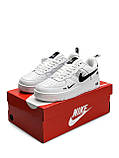 Білі жіночі шкіряні кросівки Жіночі кросівки Nike Air Force 1 07’ LV8 Utility White Black Демісезонні кросівки Найк Аір Форс 1, фото 7