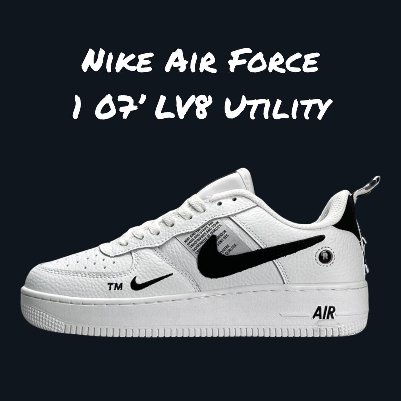 Білі жіночі шкіряні кросівки Жіночі кросівки Nike Air Force 1 07’ LV8 Utility White Black Демісезонні кросівки Найк Аір Форс 1, фото 1