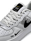 Білі жіночі шкіряні кросівки Жіночі кросівки Nike Air Force 1 07’ LV8 Utility White Black Демісезонні кросівки Найк Аір Форс 1, фото 10