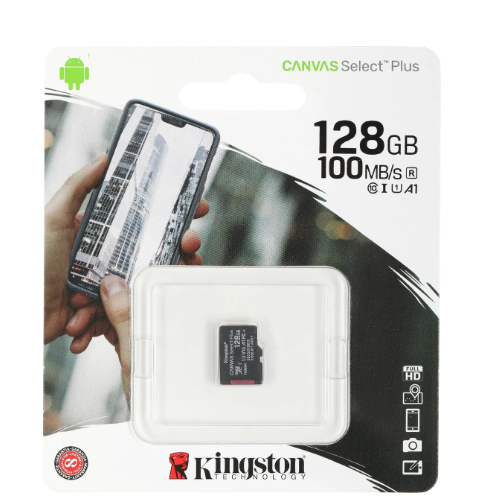 Карта пам'яті microSDXC 128Гб Class 10 (UHS-1) 100Мб/с Kingston  Canvas Select Plus, фото 1