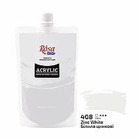 Фарба акрилова, Білила цинкові, 200 мл, ROSA Studio 408