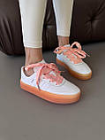 Білі шкіряні жіночі кросівки Adidas Samba Platform White / Peach premium / демісезонні кеди Адідас Самба, фото 9