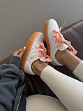 Білі шкіряні жіночі кросівки Adidas Samba Platform White / Peach premium / демісезонні кеди Адідас Самба, фото 4