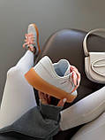 Білі шкіряні жіночі кросівки Adidas Samba Platform White / Peach premium / демісезонні кеди Адідас Самба, фото 6