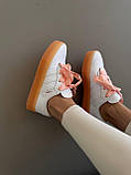 Білі шкіряні жіночі кросівки Adidas Samba Platform White / Peach premium / демісезонні кеди Адідас Самба, фото 8