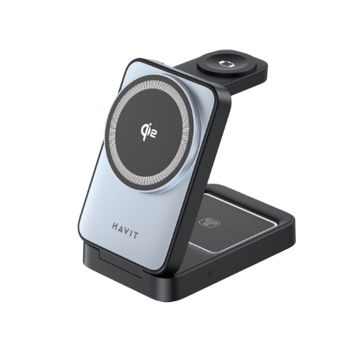 Бездротова зарядка 3в1 HAVIT W3103 15W Gray+Black (40шт/яский), фото 1