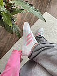 Білі шкіряні жіночі кросівки Adidas samba white/pink Демісезонні кеди Адідас Самба, фото 4