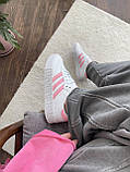 Білі шкіряні жіночі кросівки Adidas samba white/pink Демісезонні кеди Адідас Самба, фото 5