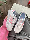 Білі шкіряні жіночі кросівки Adidas samba white/pink Демісезонні кеди Адідас Самба, фото 8