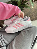 Білі шкіряні жіночі кросівки Adidas samba white/pink Демісезонні кеди Адідас Самба, фото 10