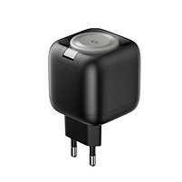 Зарядний пристрій мережевий USB/Type-C + кабель Type-C + Watch PD 35W чорний/сірий GaN Havit HV-UC250-BK, фото 2