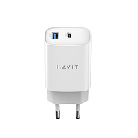 Зарядний пристрій мережевий USB/Type-C 30W білий GaN Havit HV-UC30 PRO-WH, фото 3