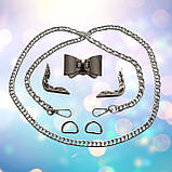 Набір - Замок Бантік + Куточки для клапана №5 + Ручка-ланцюжок колір срібло Фурнітура для сумки, фото 2