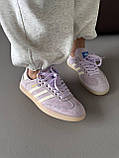 Фіолетові замшеві жіночі кросівки ADIDAS SAMBA LILAC SUEDE premium Демісезонні кеди Адідас Самба, фото 9