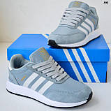 Сірі чоловічі замшеві кросівки Adidas Iniki Runner, фото 4