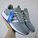 Сірі чоловічі замшеві кросівки Adidas Iniki Runner, фото 6