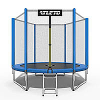 Батут дитячий Atleto 252 см із захисною сіткою і драбиною для дому та дачі синій 42400442