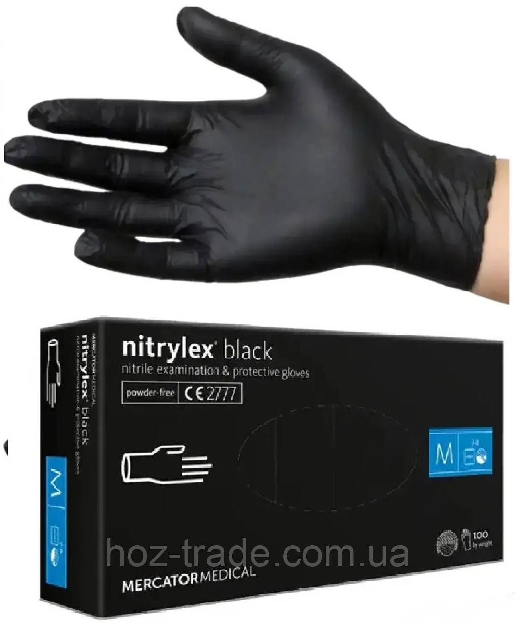 Рукавички нітрилові нітрилекс блек чорні Nitrylex М — паковання 100 шт.